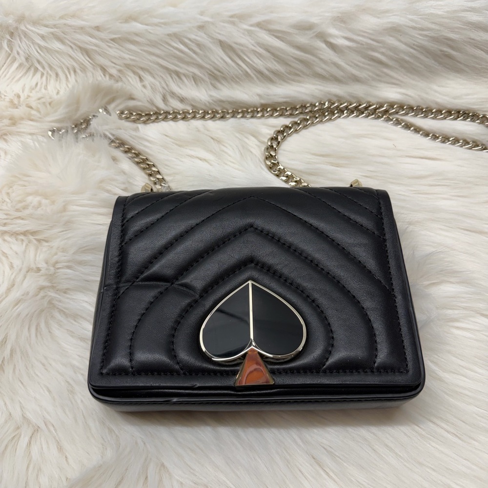 Kate Spade Amelia Black Quilted Crossbody Bag with Spade Accent
